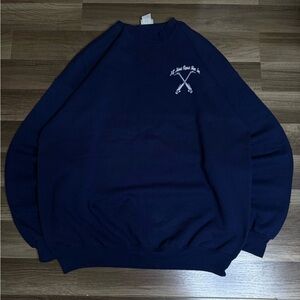 Port & Company Navy Blue Pullover Sweatshirt Men's Graphic Shop Theme XL